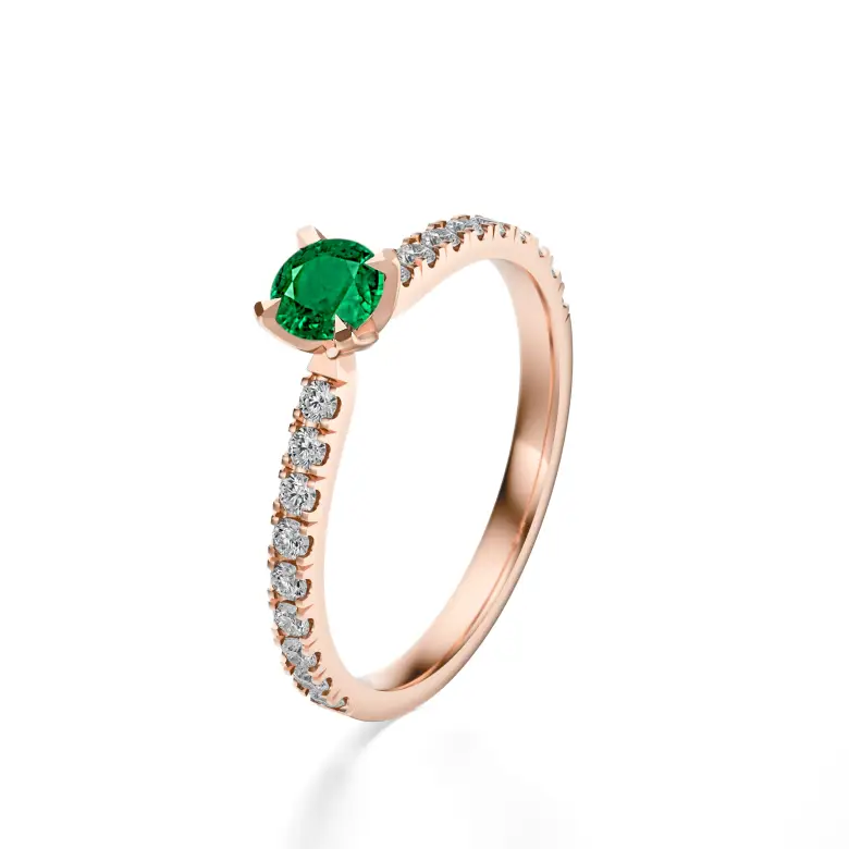 Pierścionek z różowego złota ze szmaragdem AJPZ_113